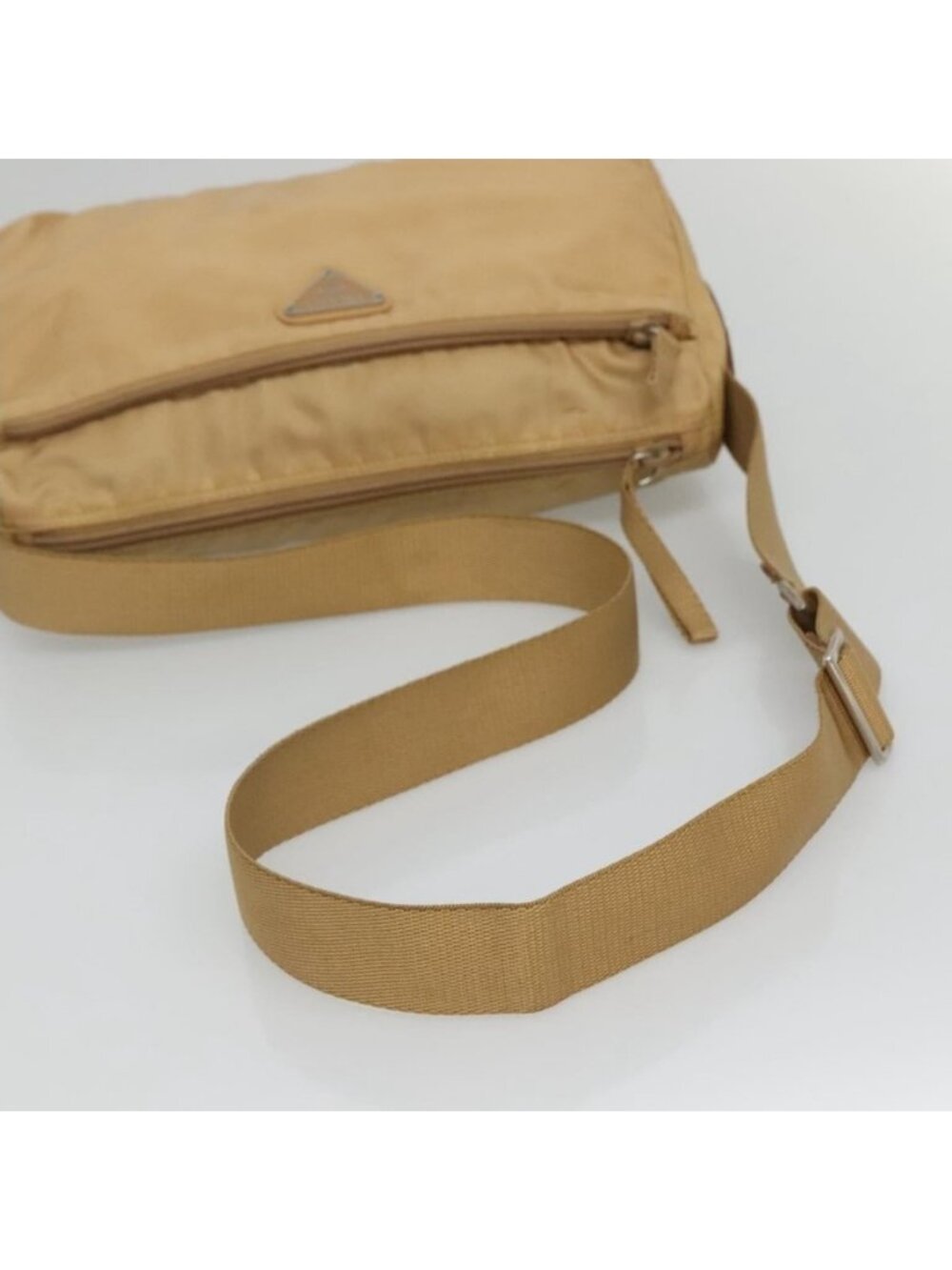 Authentic PRADA Shoulder Bag Nylon Beige Silver - Picture 14 of 16